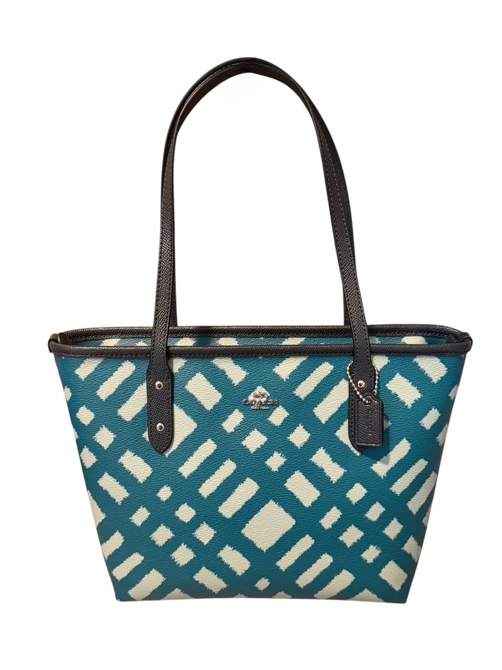 Coach Mini City Zip Tote Bag with Wild Plaid Print NWOT